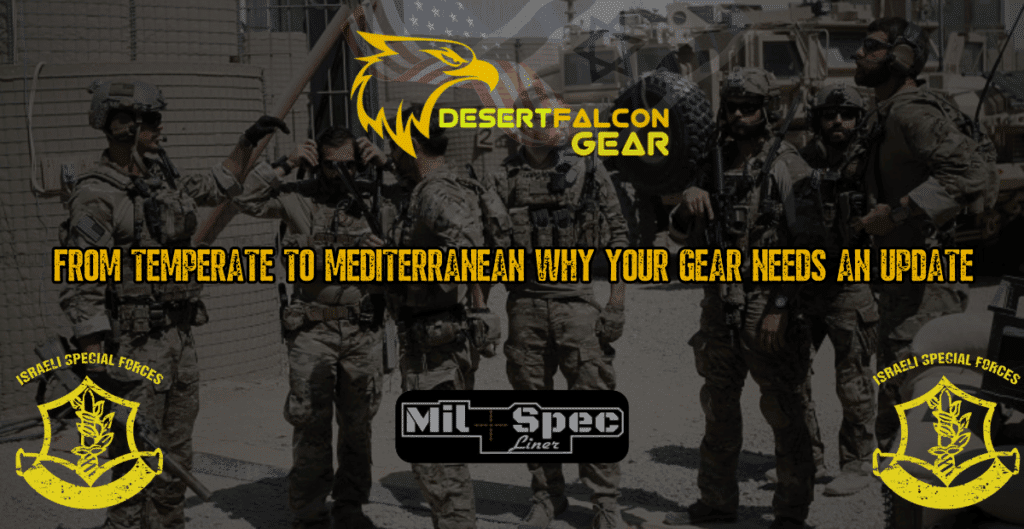 Collage of essential tactical gear for US Forces and CMCC in Israel: Assault packs, pistol holsters, and camping equipment - Recommended by Desert Falcon Gear